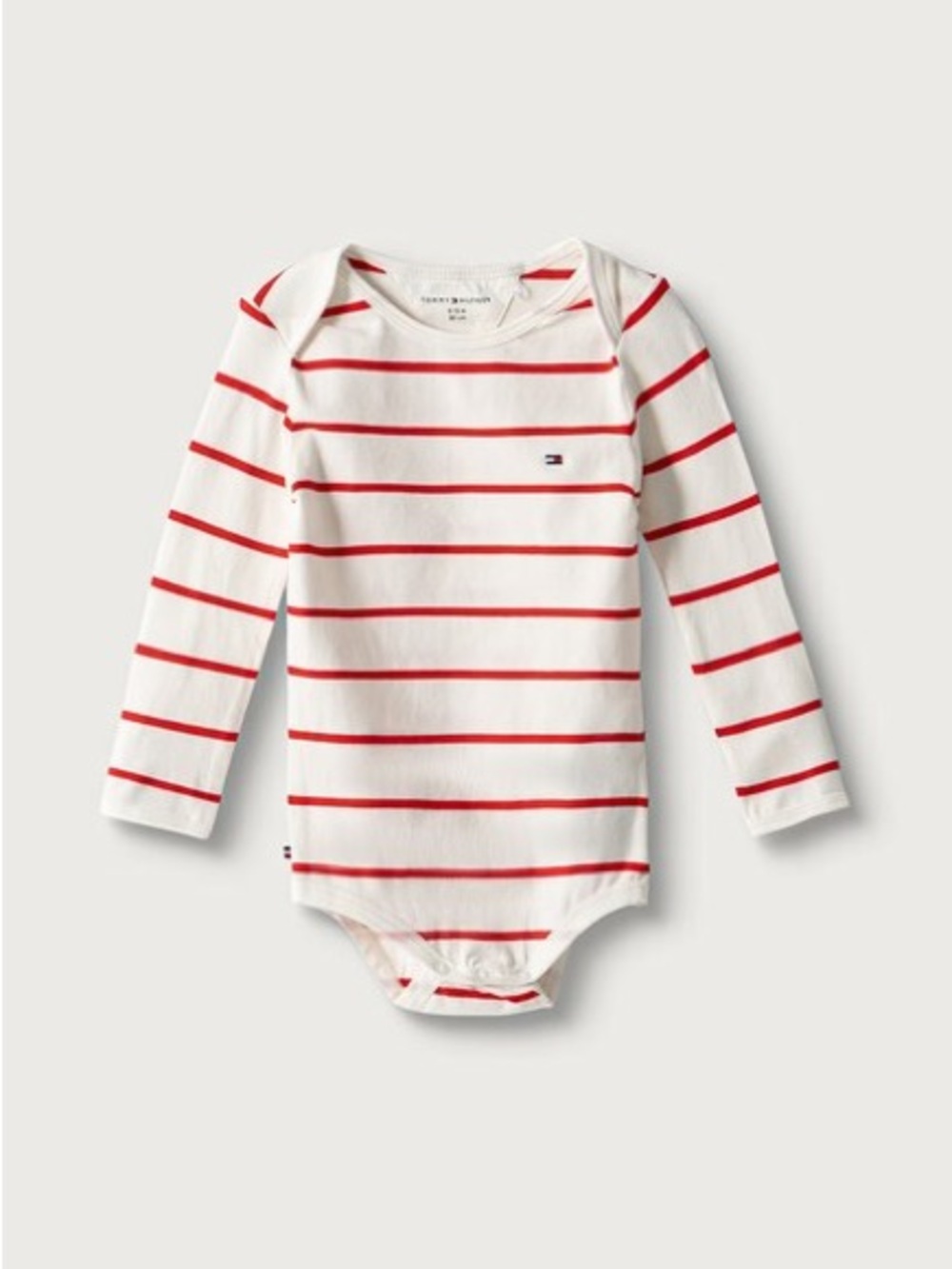 Tommy Hilfiger White Baby One-Piece with Red Stripes